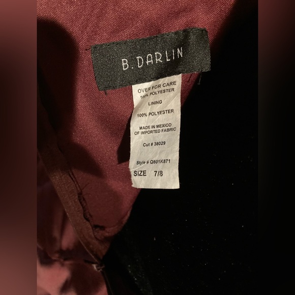 B.Darlin Formal Prom Homecoming Dress Juniors Burgundy Trumpet Size 7/8 [bb] - Picture 7 of 7
